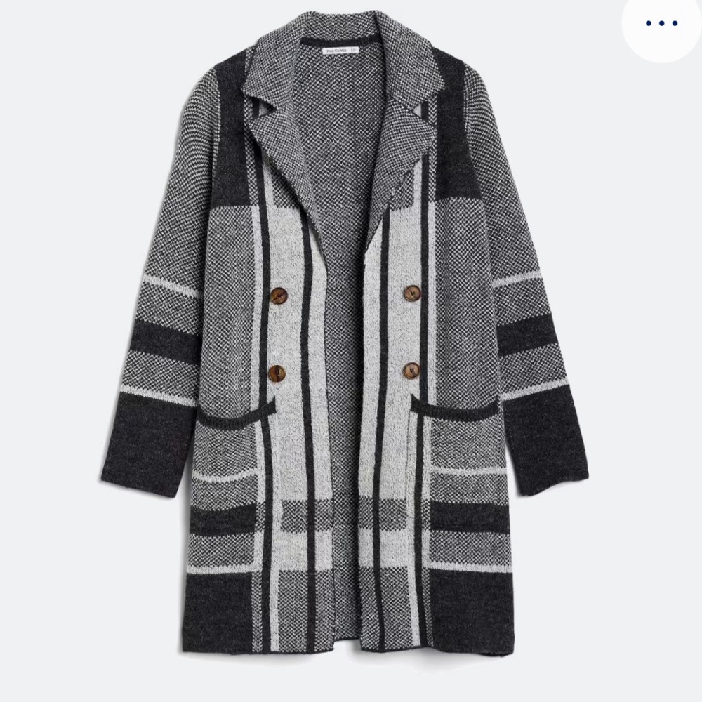 Pink Clover Charcoal and Grey Long Cardigan